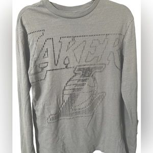Used Vintage Lakers Long Sleeve Tee Shirt - Thrifted Gray NBA Basketball TShirt